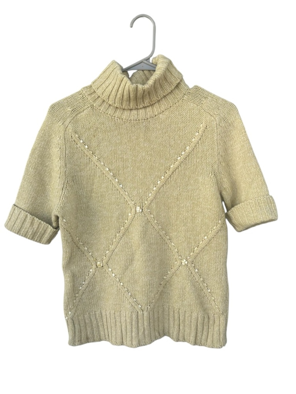 Escada Cashmere Wool Blend Short Sleeve Turtleneck Sweater - Size 36 - Green - Picture 6 of 13